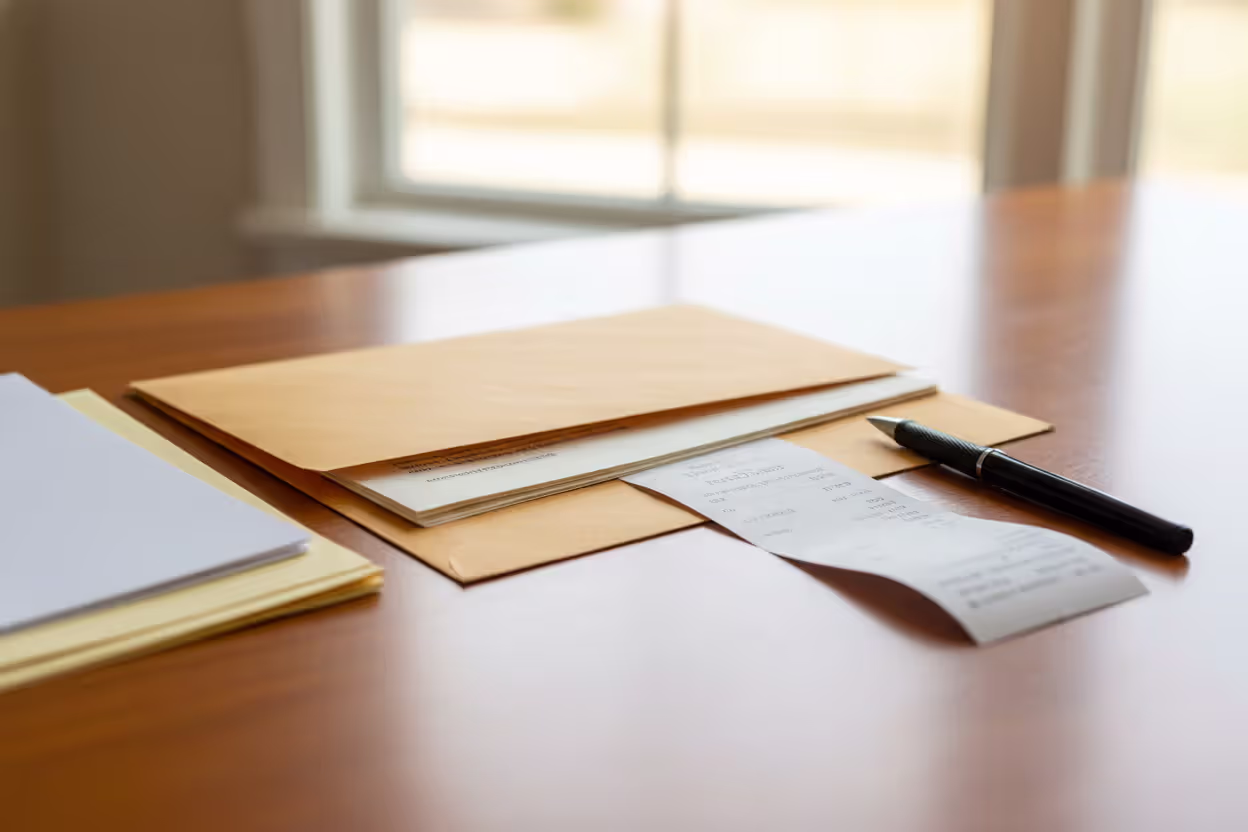 Certified mail package prepared for sending an amended tax return