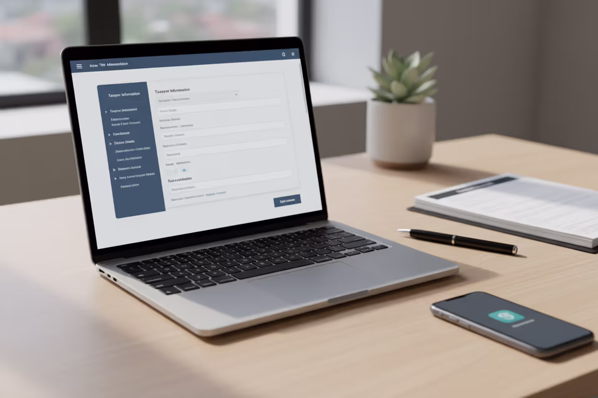 Person preparing an amended tax return online on a laptop at a home desk