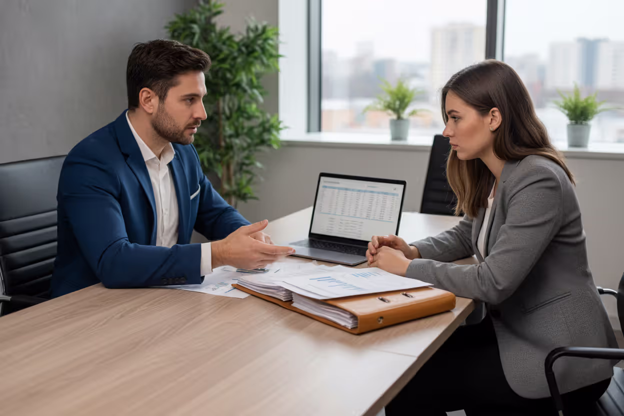 Tax professional advising a client about back taxes