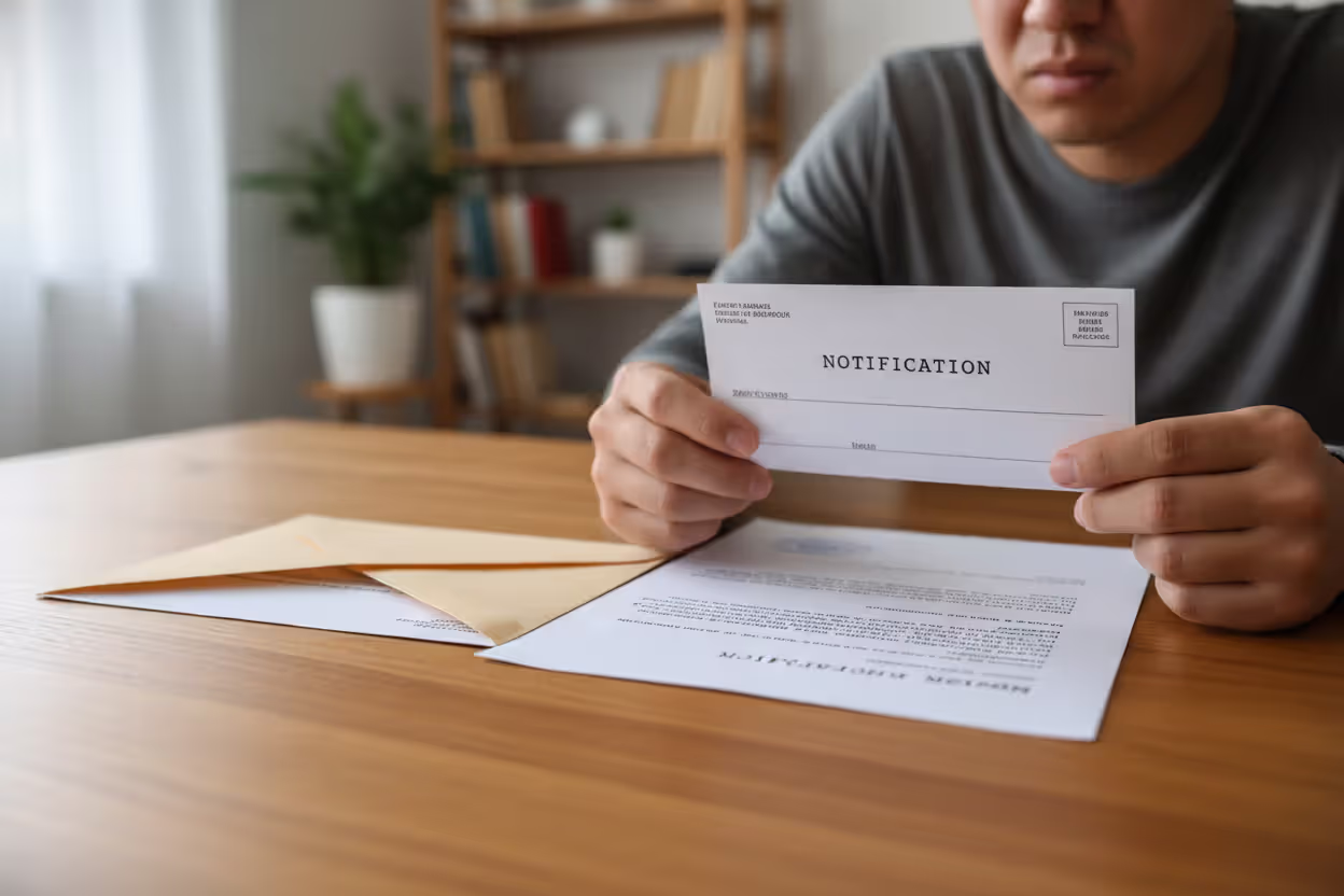 Person reading an IRS notice letter at home