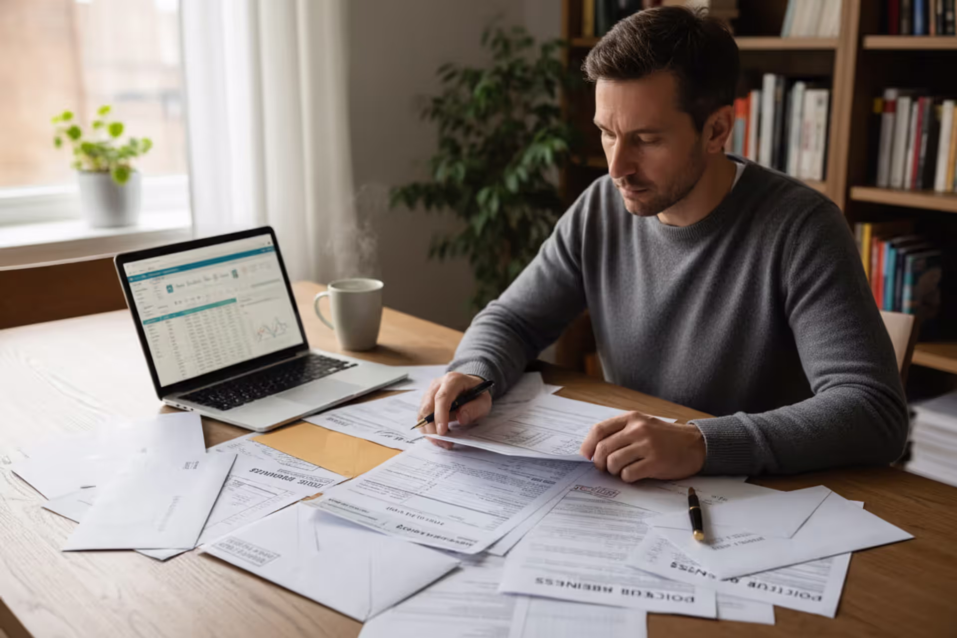 Person reviewing tax documents at home desk