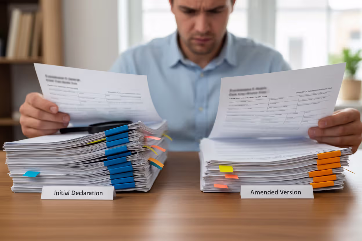 Taxpayer comparing prior year and current year tax documents