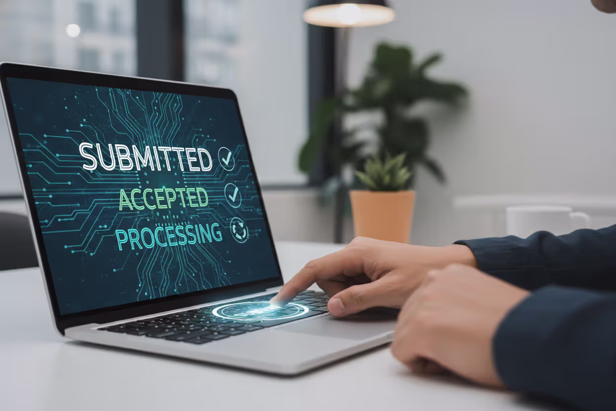 Tax return being submitted electronically and processed