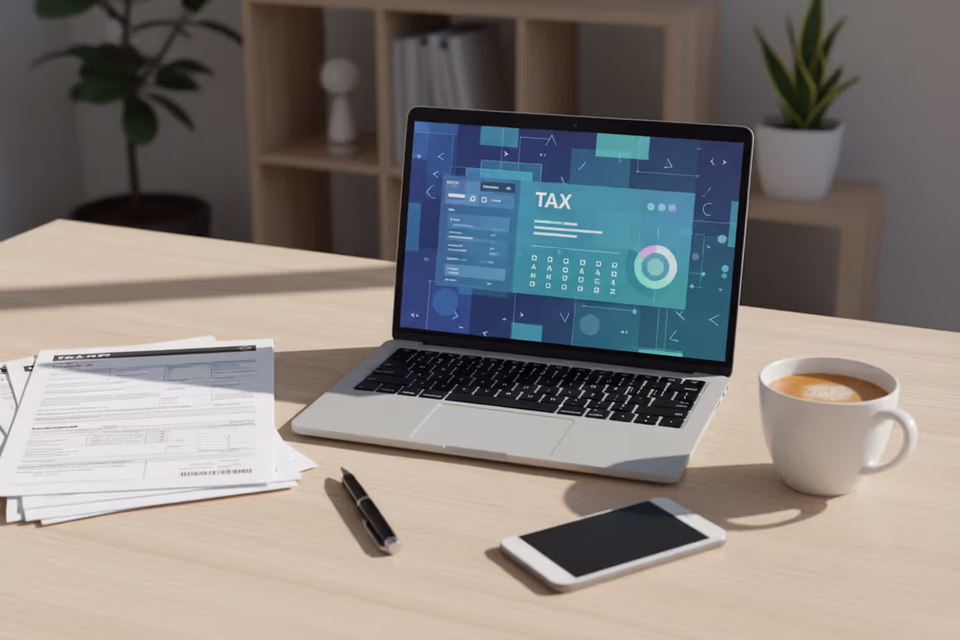 Person filing taxes online on a laptop at home desk