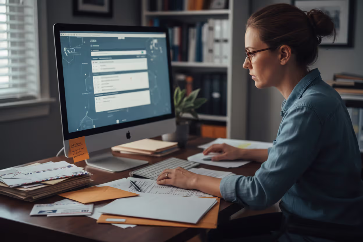 Person checking missing tax forms online