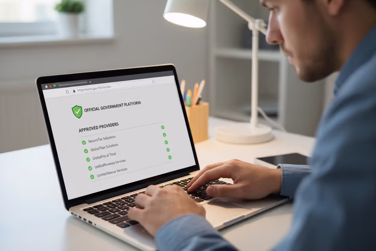 User verifying authorized tax software on a secure government website