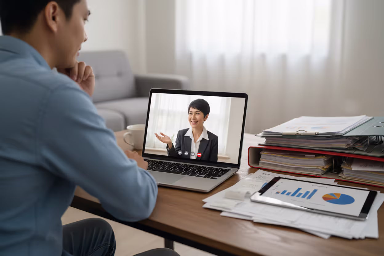 User getting tax help through an online consultation