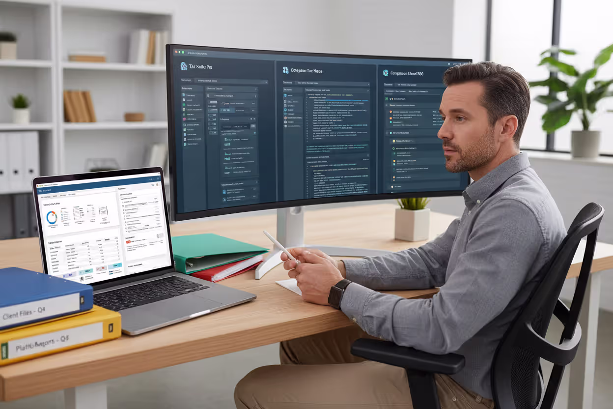 Comparing different tax software platforms on multiple screens