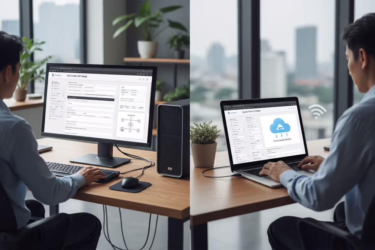 Desktop tax software and online tax platform shown side by side