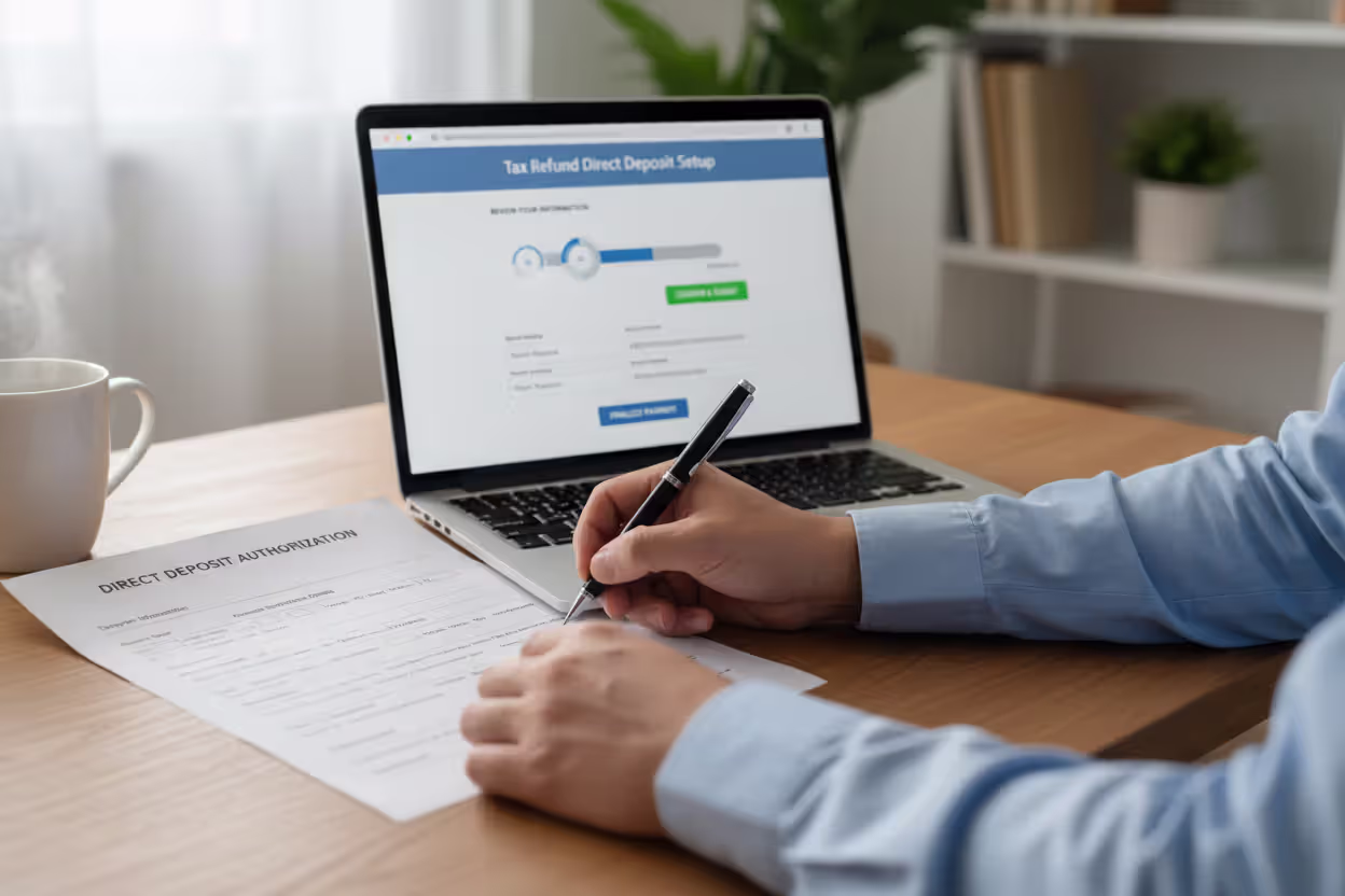 Taxpayer entering bank details for direct deposit or tax payment