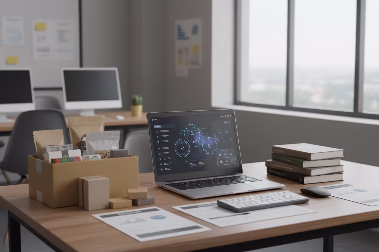 Small business startup expenses and work tools on a desk