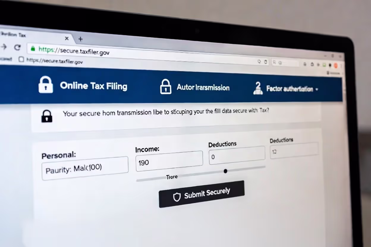Secure online tax filing with encryption and two-factor authentication